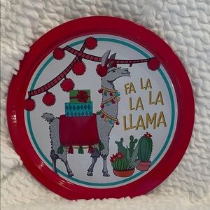 Festive Red Llama Platter - cookie tray